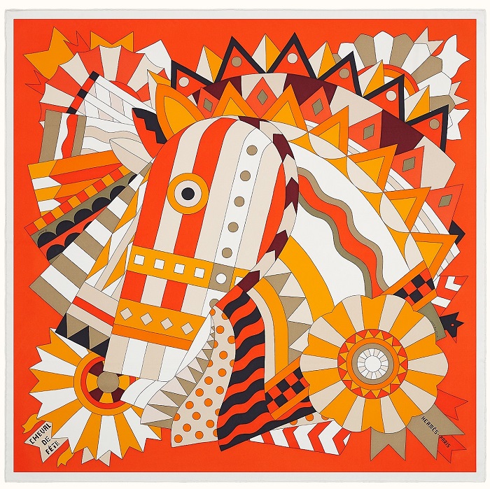 Hermes 90cm Square Scarf Cheval de Fete