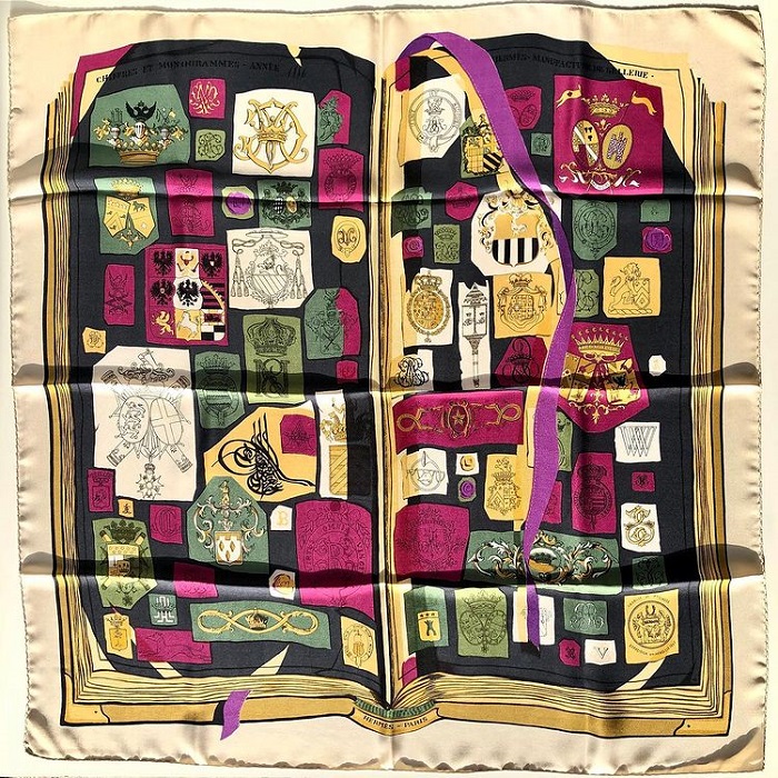 Hermes 90cm Square Scarf Chiffres ET Monogrammes