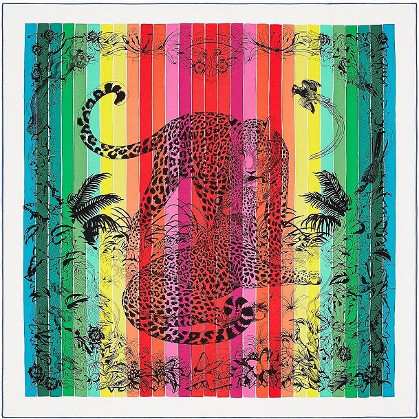 Hermes 90cm Square Scarf Jungle Love Rainbow