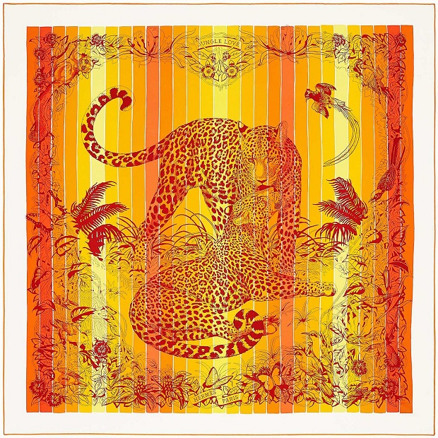 Hermes 90cm Square Scarf Jungle Love Rainbow