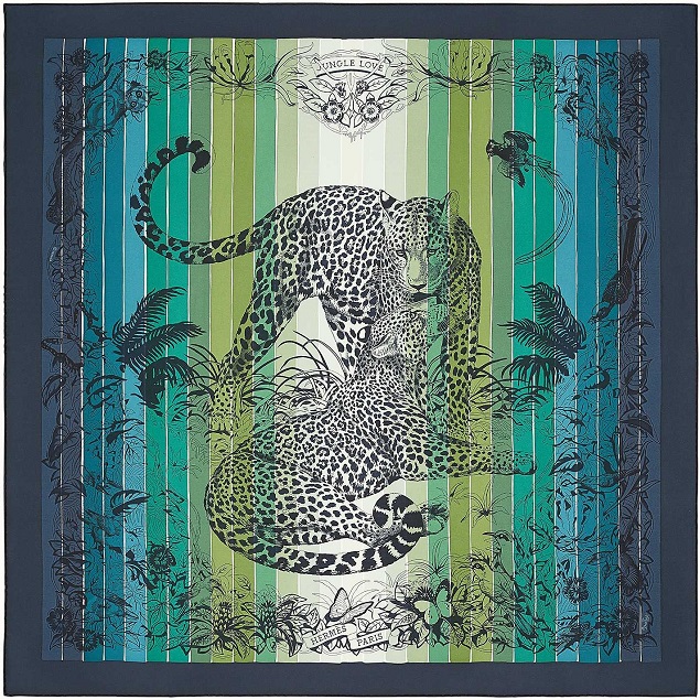 Hermes 90cm Square Scarf Jungle Love Rainbow