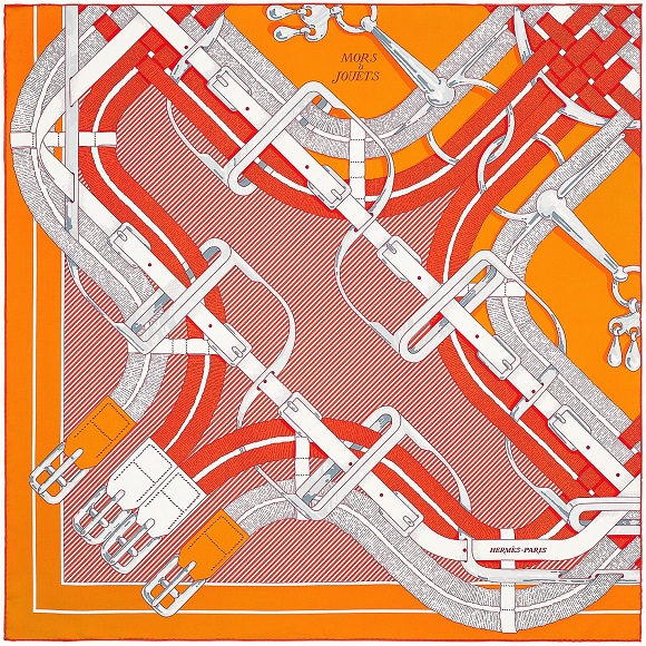 Hermes 90cm Square Scarf Mors a Jouets Chemise Detail
