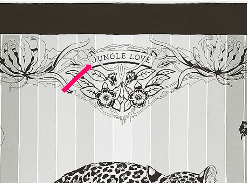 Hermes scarf title on Jungle Love Rainbow