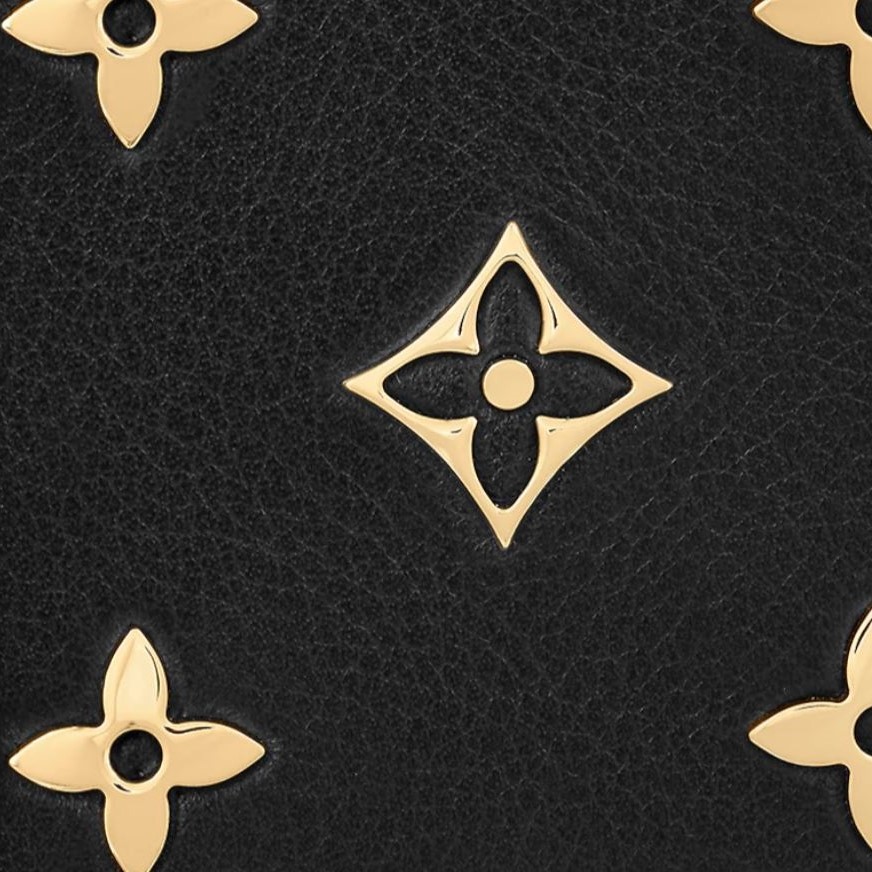 Calfskin Leather with Metallic Monogram Pattern