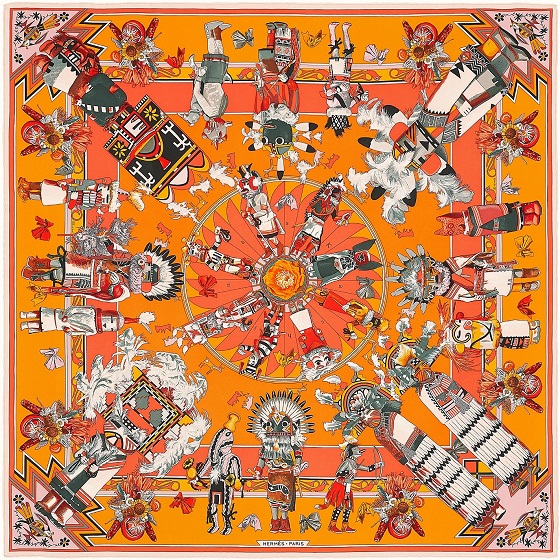 Hermes 90cm Square Scarf Kachinas (Wash)