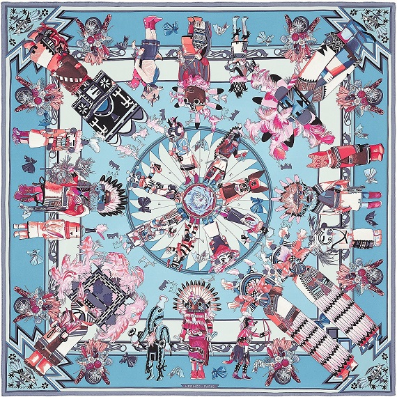 Hermes 90cm Square Scarf Kachinas (Wash)