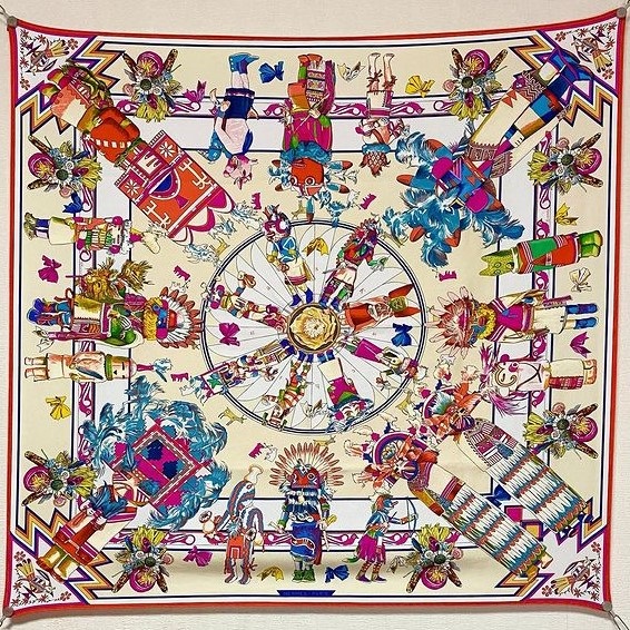 Hermes 90cm Square Scarf Kachinas (Wash)