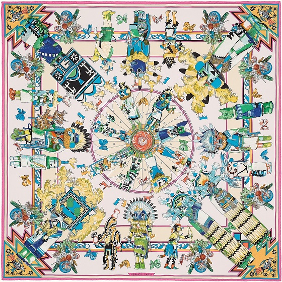 Hermes 90cm Square Scarf Kachinas (Wash)