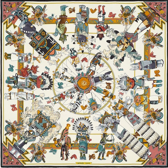 Hermes 90cm Square Scarf Kachinas (Wash)