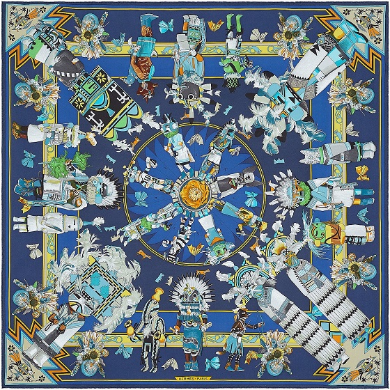 Hermes 90cm Square Scarf Kachinas (Wash)