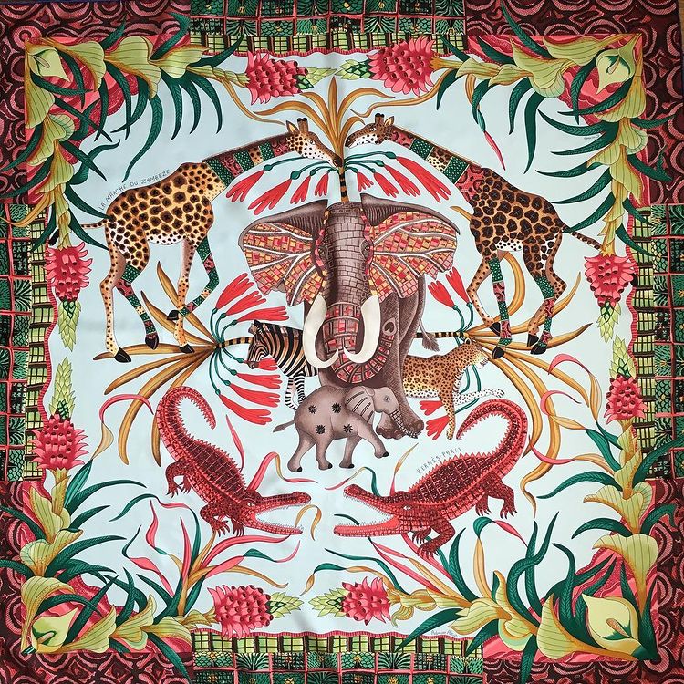 Hermes 90cm Square Scarf La Marche du Zambeze
