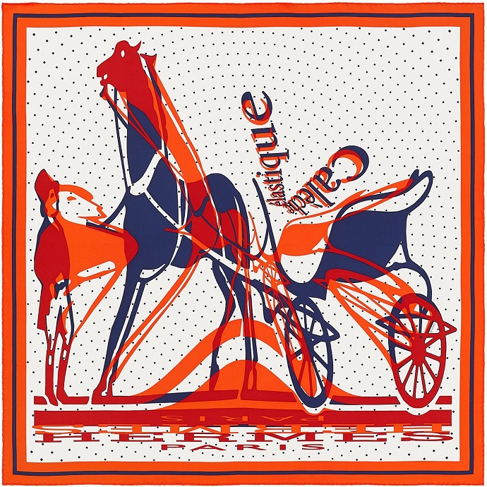 Hermes 90cm Square Scarf Caleche Elastique Remix