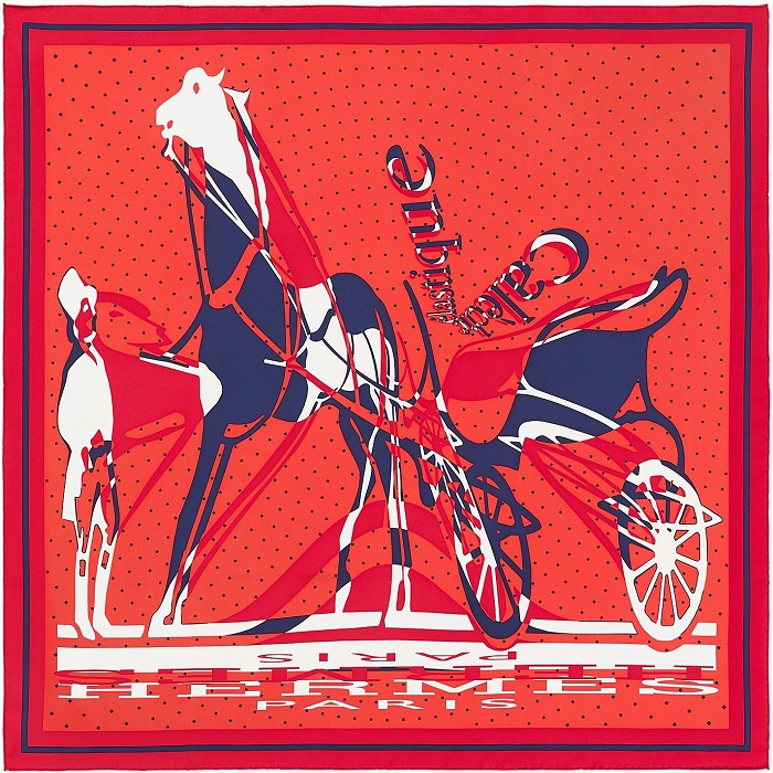 Hermes 90cm Square Scarf Caleche Elastique Remix