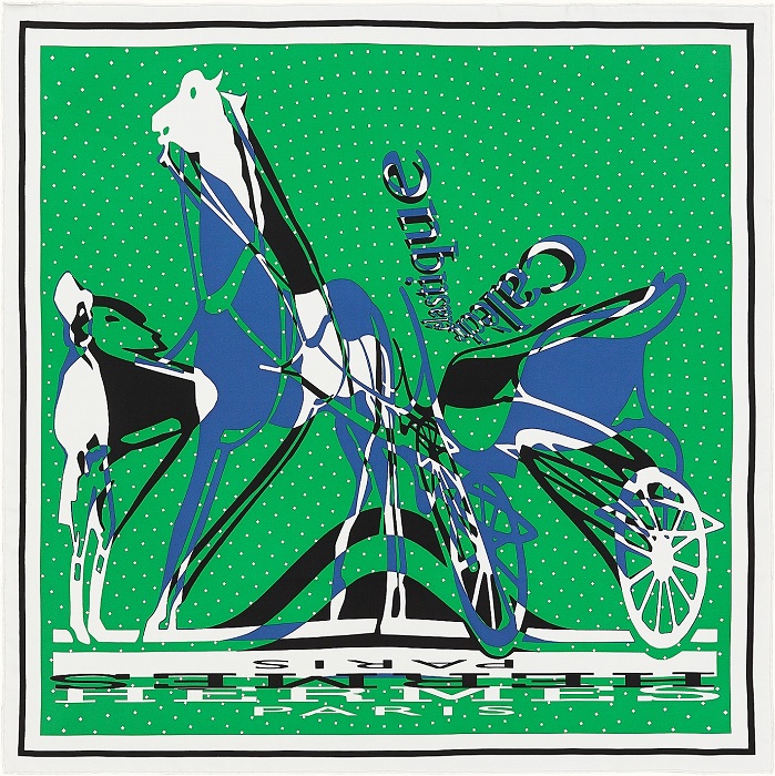 Hermes 90cm Square Scarf Caleche Elastique Remix