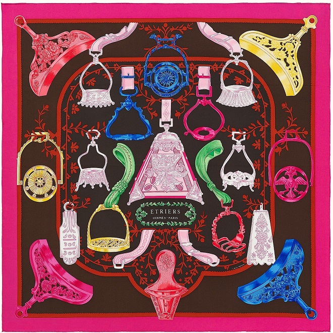 Hermes 90cm Square Scarf Etriers Remix