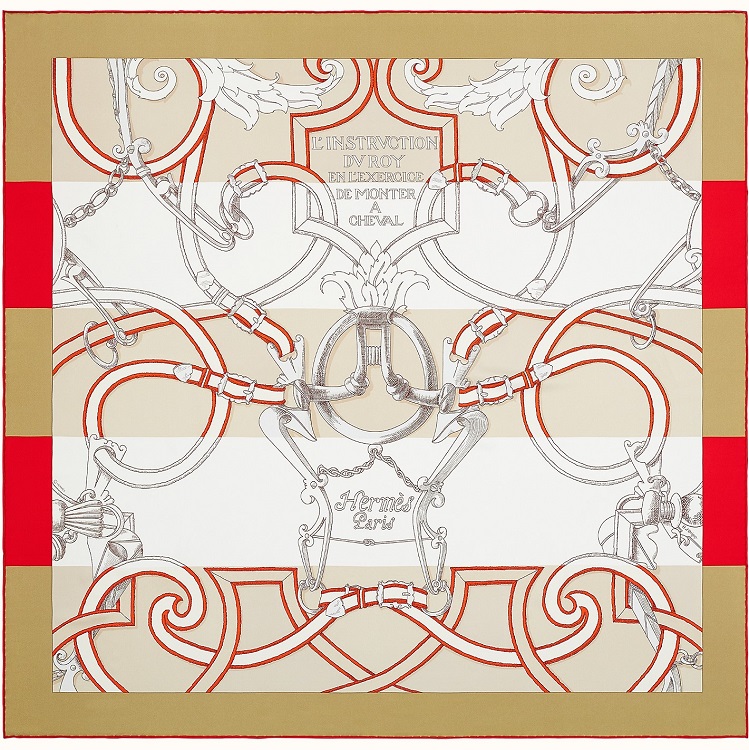 Hermes 90cm Square Scarf L'Instruction du Roy Bayadere