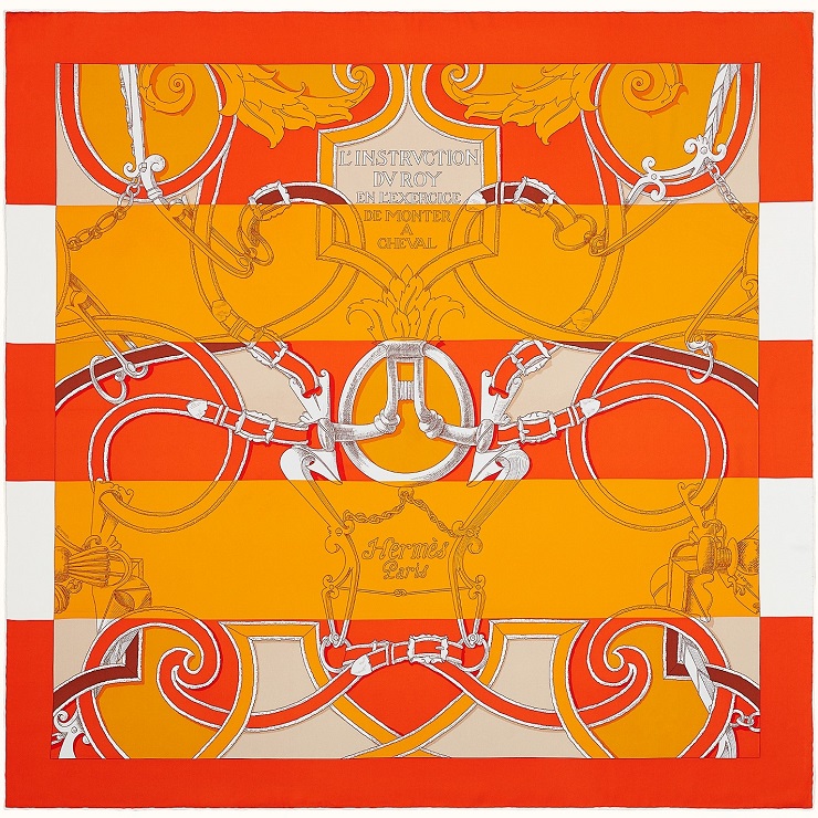 Hermes 90cm Square Scarf L'Instruction du Roy Bayadere