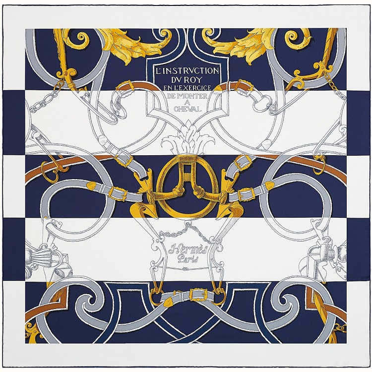 Hermes 90cm Square Scarf L'Instruction du Roy Bayadere