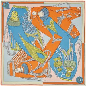 Hermes 90cm Square Scarf Zouaves et Dragons (Wash)