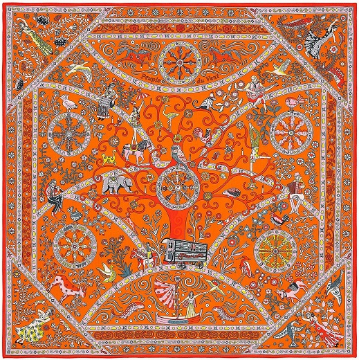 Hermes 140cm Square Scarf Peuple du Vent