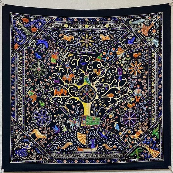 Hermes 90cm Square Scarf Peuple du Vent