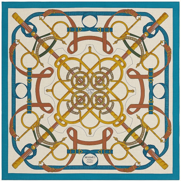 Hermes 140cm Square Scarf Eperon d'Or