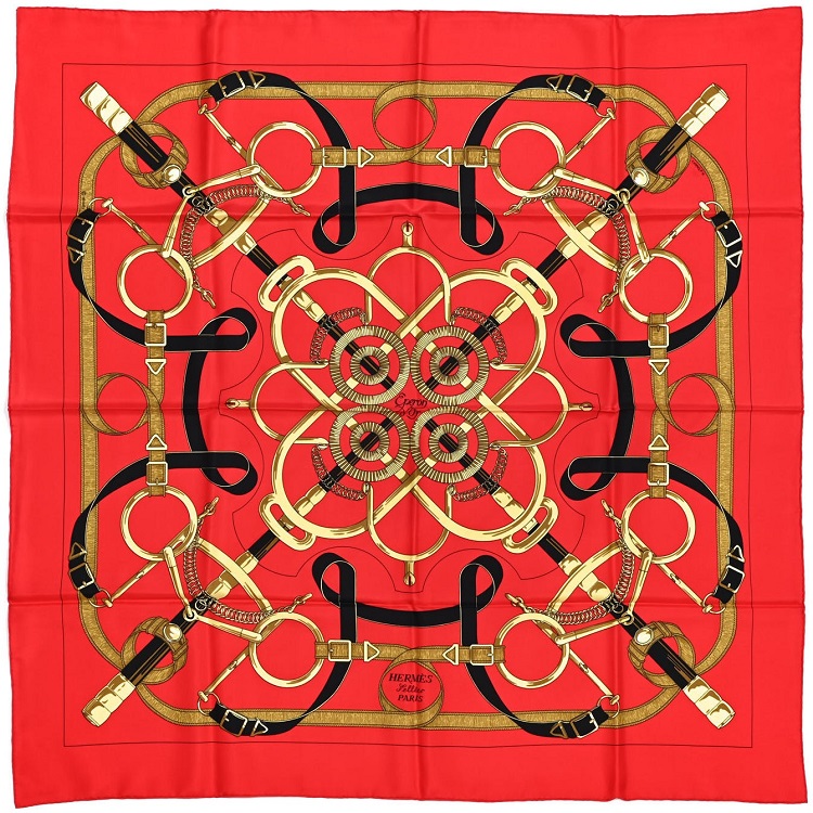 Hermes 90cm Square Scarf Eperon d'Or