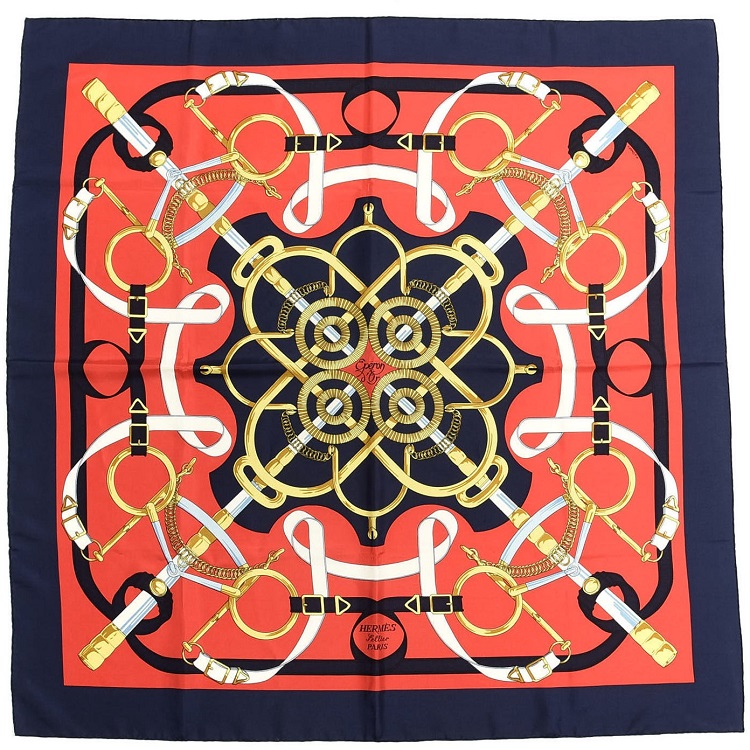 Hermes 90cm Square Scarf Eperon d'Or