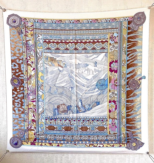 Hermes 90cm Square Scarf La Femme aux Semelles de Vent