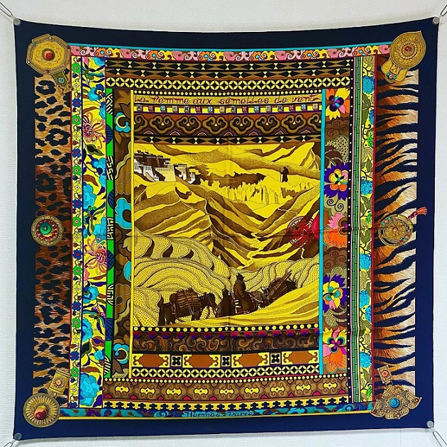 Hermes 90cm Square Scarf La Femme aux Semelles de Vent