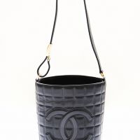 Chanel Black Chocolate Bar Lambskin Leather Bucket