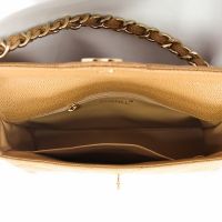 Chanel Beige Quilted Caviar Leather Single Flap Bag