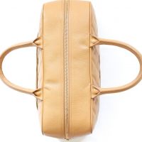 Chanel Beige Quilted Caviar Leather Timeless Bowler