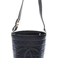 Chanel Black Chocolate Bar Lambskin Leather Bucket