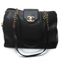 Chanel Black Jumbo Weekender Overnighter Caviar Leather XL Bag