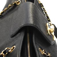 Chanel Black Jumbo Weekender Overnighter Caviar Leather XL Bag