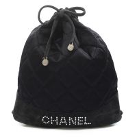 Chanel Black Quilted Fabric/Suede Backpack
