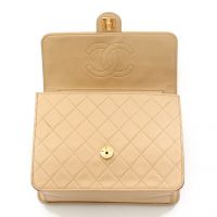 Chanel Beige Quilted Lambskin Leather Wallet On Chain