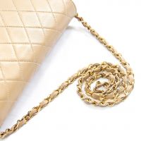Chanel Beige Quilted Lambskin Leather Wallet On Chain