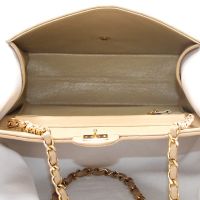 Chanel Beige Quilted Lambskin Leather Wallet On Chain