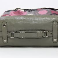 Coach Gray Leather Multicolour Monogram Satin 2-way Bag