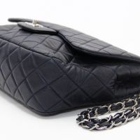 Chanel Navy Blue Quilted Lambskin Leather Classic Jumbo Single Flap Bag