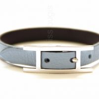 Hermes Behapi Simple Tour Light Blue/Dark Brown Reversible Leather Bracelet