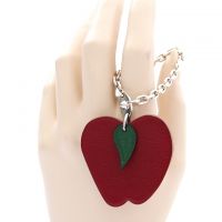Hermes Apple Leather Silver Key Chain/Bag Charm