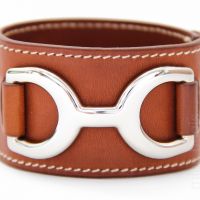 Hermes Pavane Palladium Leather Bracelet