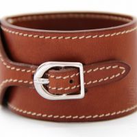 Hermes Pavane Palladium Leather Bracelet